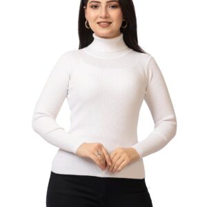 lasoon women’s high neck skivi | winter warm full sleeve sweater top | free size fit for m, l, xl | soft knitted woolen fabric | stylish winterwear for women